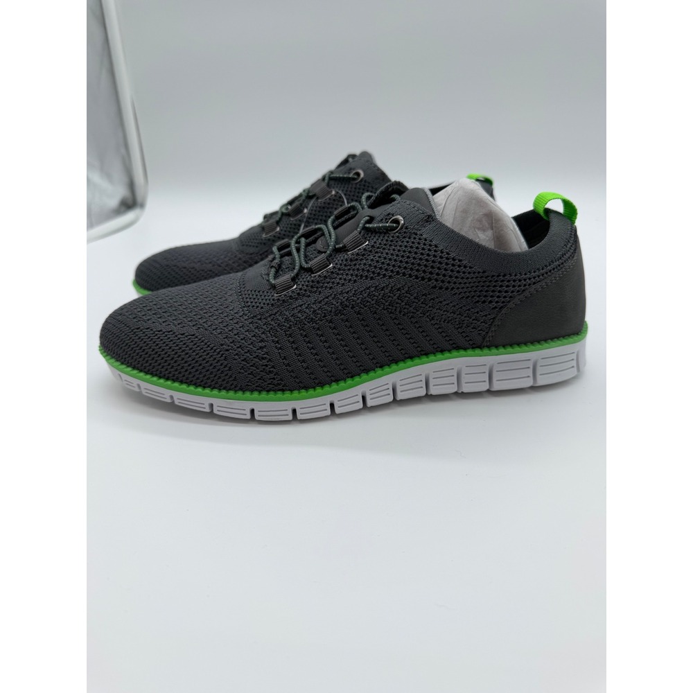 Deer Stags Status Jr Dark Grey Neon‎ Green Knit Sneakers Shoes 4.5M